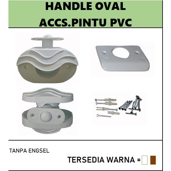 HANDLE PINTU KAMAR MANDI OVAL OTOMATIS TANPA ENGSEL/ACCS.PINTU PVC/WARNA PUTIH