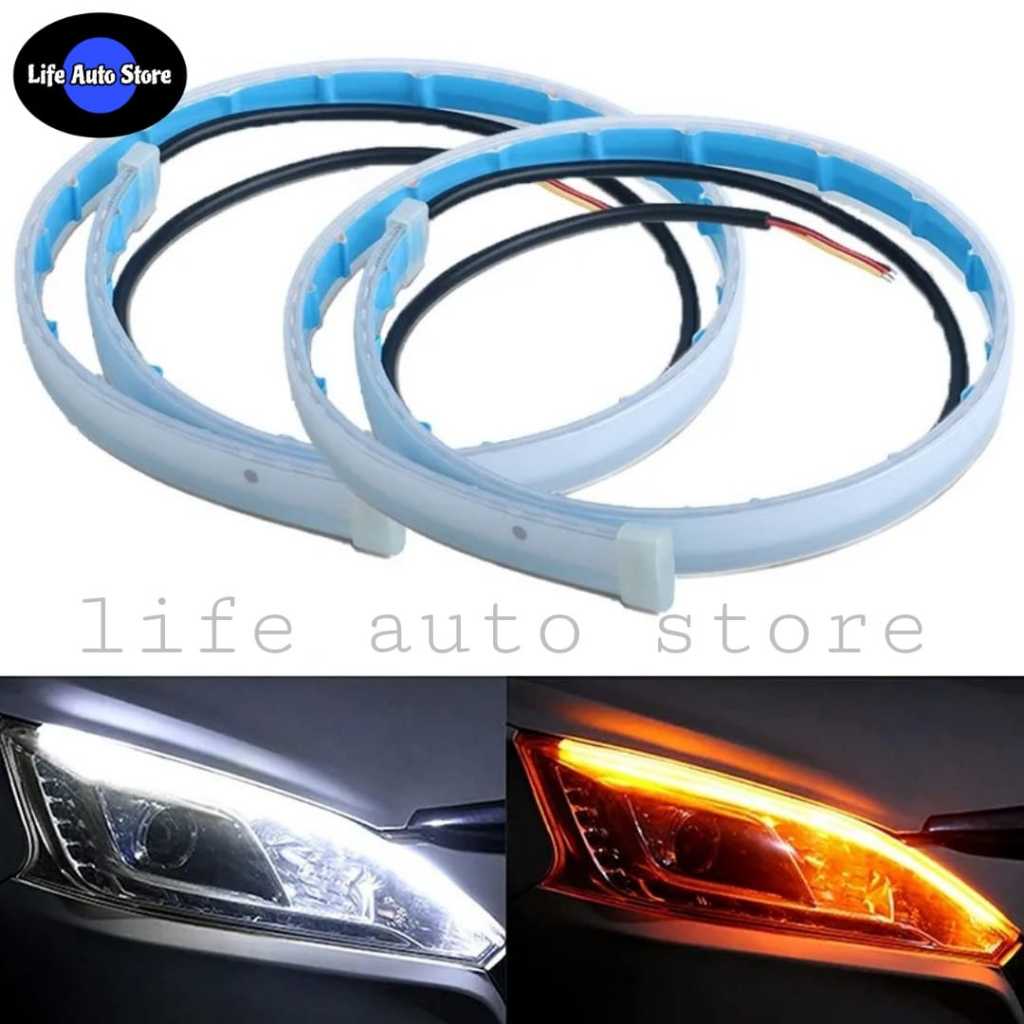 Lampu Alis Running 2 Mode Senja Dan Sein 30 Cm Fleksibel Modul Tanam Welcome Light 1set 2pcs