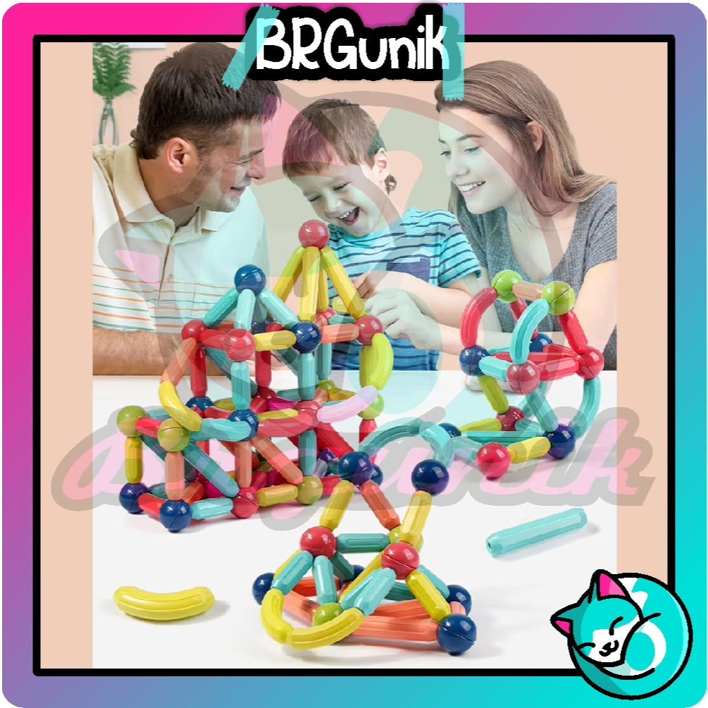 

BRGUNIK Magnetic Stick Merakit Mainan-mainan edukasi anak, Berbagai Splicing Tongkat Blok Magnetik T040