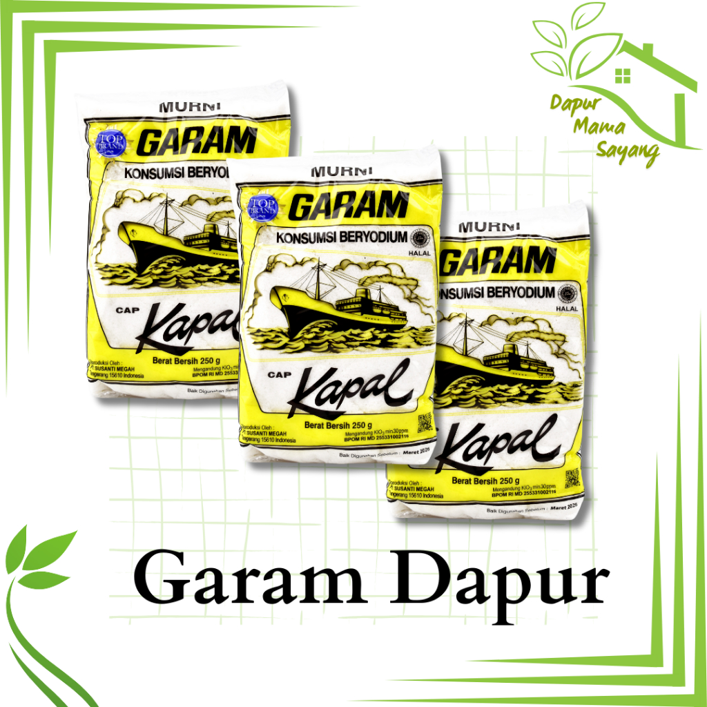 

Garam Dapur berYodium Cap Kapal / garam dapur / garam yodium.