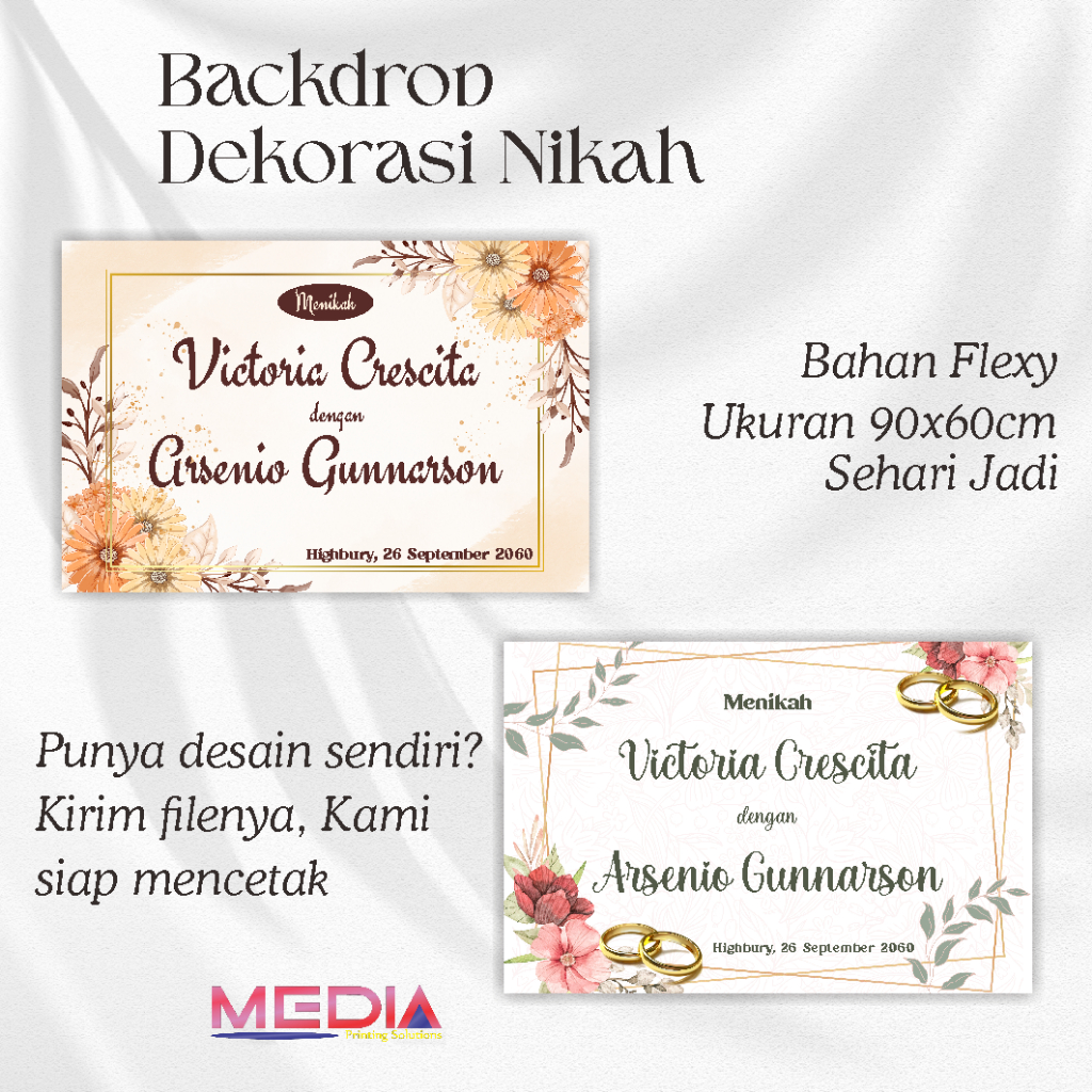Banner Wedding Backdrop Dekorasi Pernikahan Spanduk Nikah Bisa Custom Desain