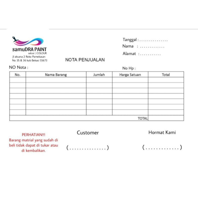cetak buku nota custom | nota bon isi 100 lembar | nota bon olshop | nota bon laundry