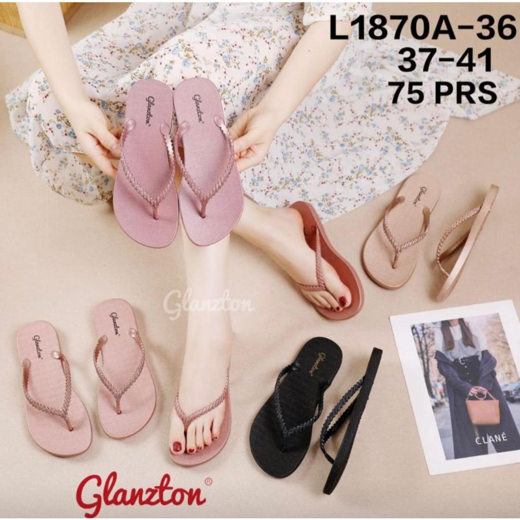 Sandal Jepit Jelly Wanita Karet Tali Kabel Model Gliter Glanzton