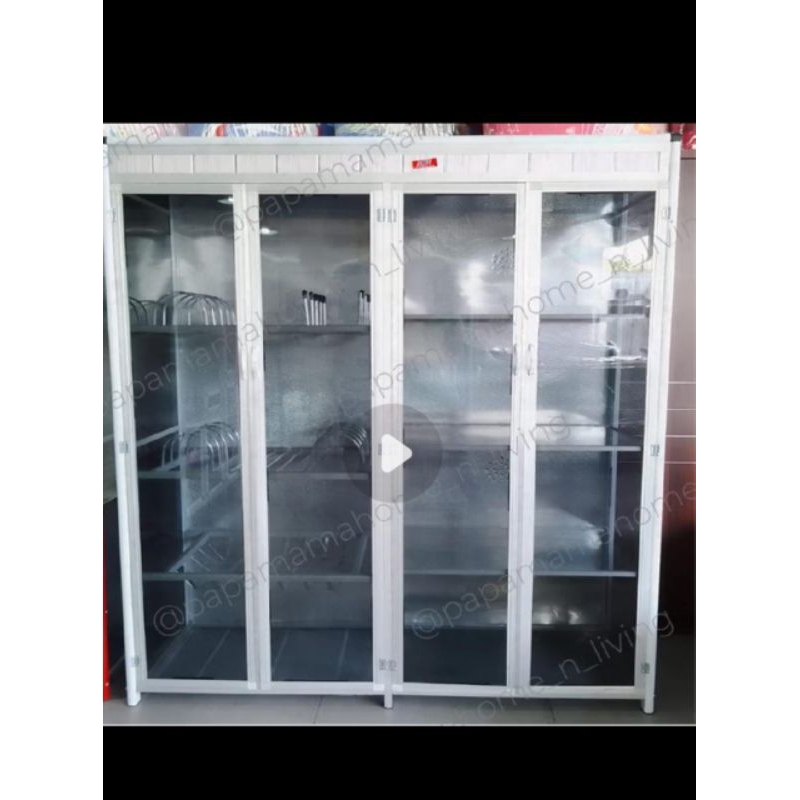 Rak Piring 4Jb Full Pintu Polos - Lemari Sayur 4 Pintu Dinding Aluminium - Rak Dapur Murah - Medan