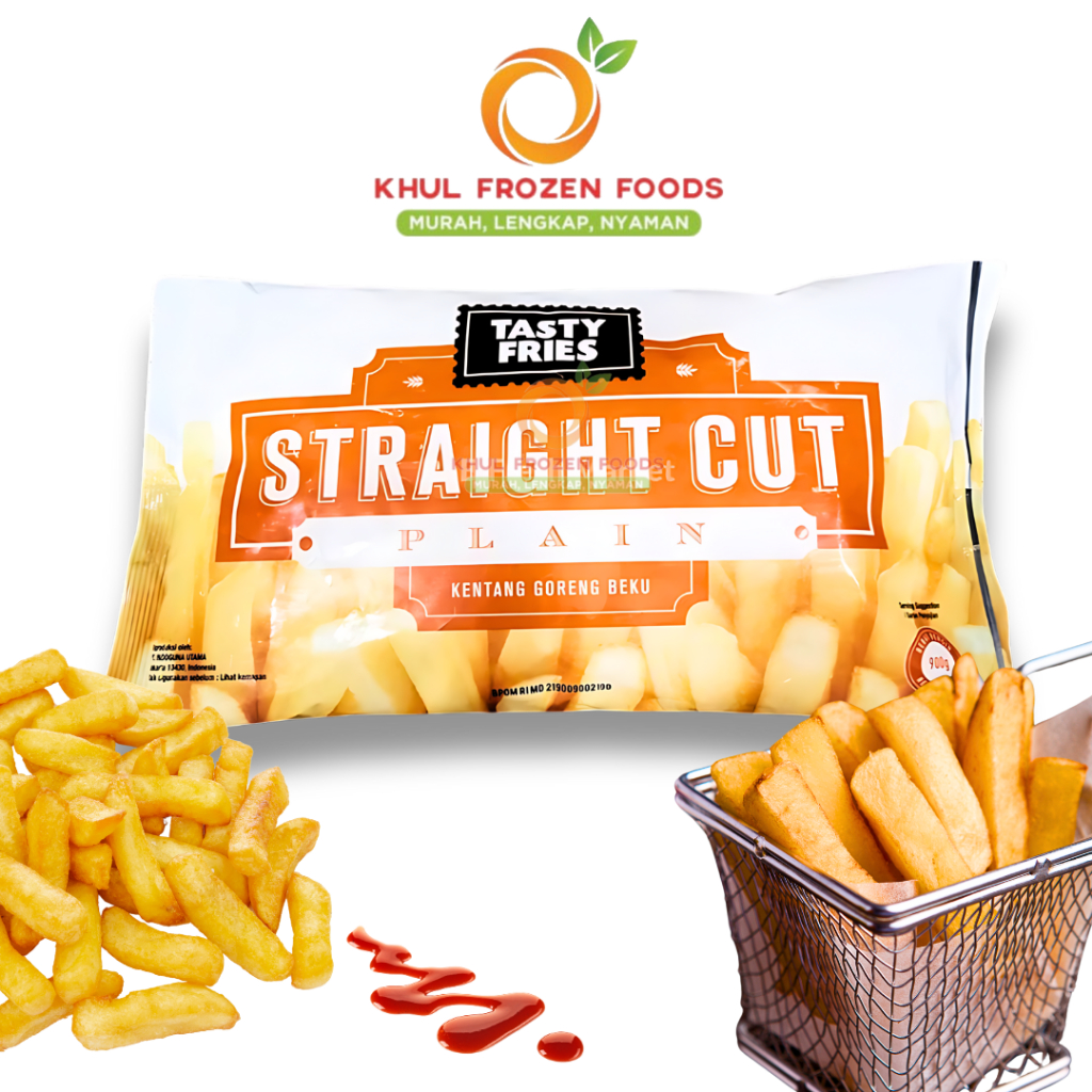 

Tasty Fries Straight Cut 900Gr/ Kentang goreng tebal/ Kentang Goreng frozen/ French fries