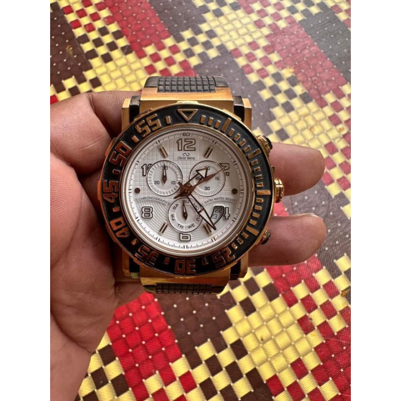 Jam tangan Original CV Christ Verra Chronograph big size mulus preloved second bekas