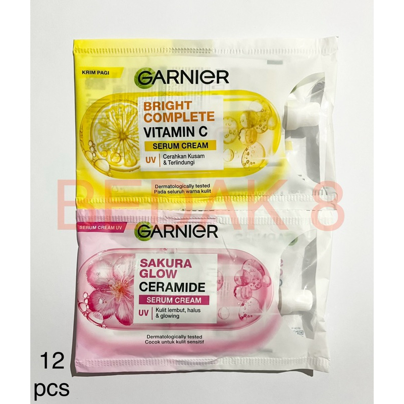 [1 renteng isi 12 Sachet] Garnier Cream Bright Complete Sachet | Garnier Sakura Glow Sashet
