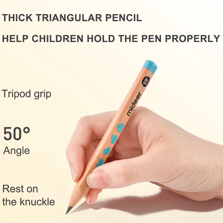 

EXTRA DISKON Mideer Pensil Anak Kayu Wooden Thick Triangular Pencils 2B 4B 6B Belajar Menulis Edukasi Anak