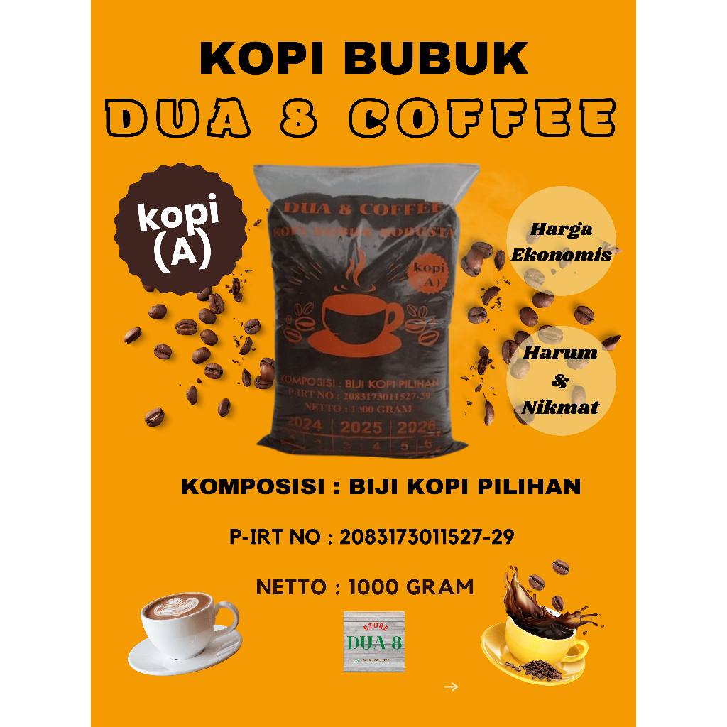 

(PRODUK A) KOPI BUBUK ROBUSTA 1 KG - EKONOMIS, HARUM, NIKMAT