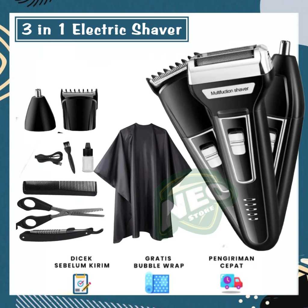 KEMEI Shaver & Clipper Cas Elektrik Mesin Cukur Rambut Jenggot Kumis 3in1 Alat Cukur Multifungsi