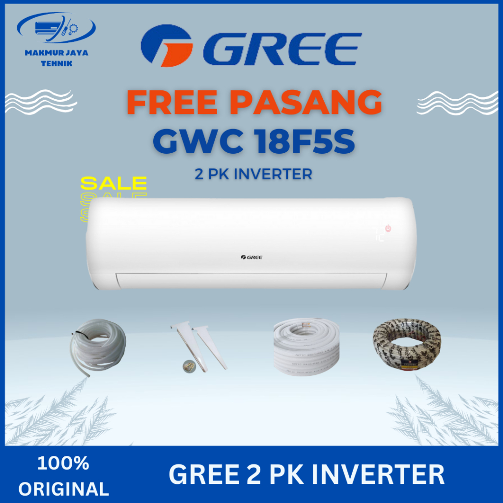 AC GREE 2 PK INVERTER GWC 18F5S / 2 PK INVERTER / AC GREE UNIT ONLY / PLUS PASANG