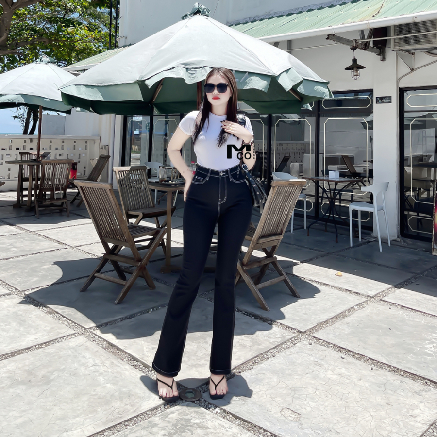 MCO JEANS OOTD SZ 27-34 Celana Highwaist Jeans Cutbray Rubby Black Celana Cutbray Wanita Outfit