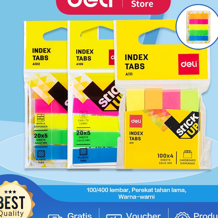 

MODERN Deli Index Tab penanda warna cerah melekat kuat media yang ditempel tetap bersih EA122