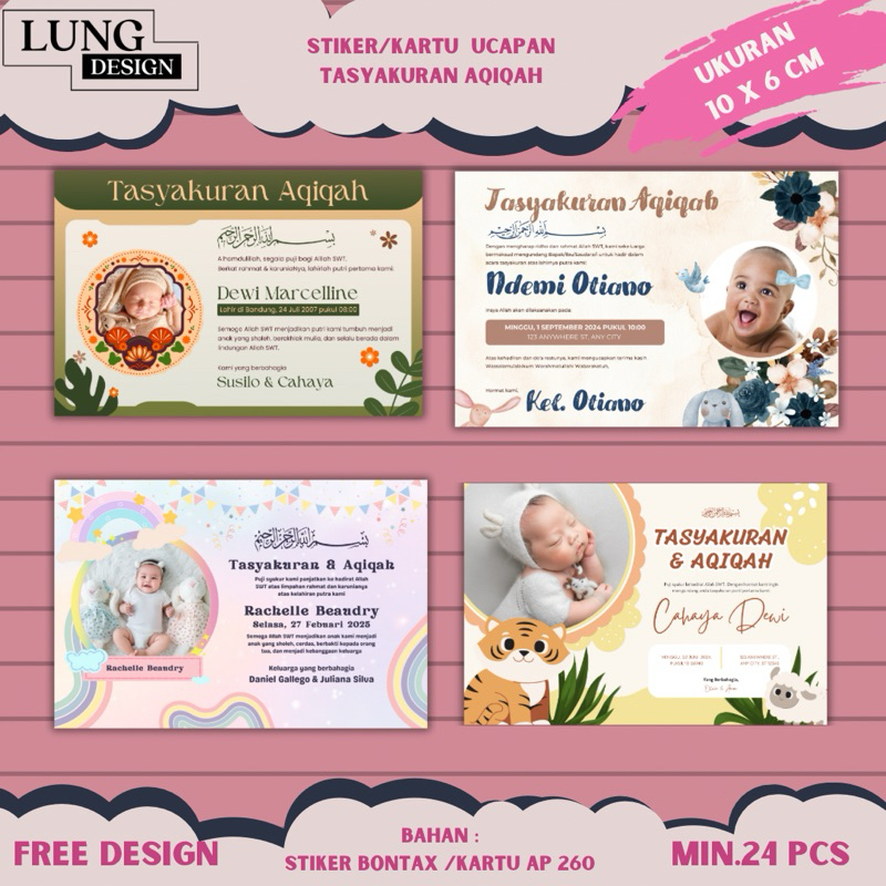

[TIDAK PO] Stiker-Kartu Tasyakuran Aqiqah /Stiker Tasyakuran Aqiqah, kustom Stiker Tasyakuran Aqiqah