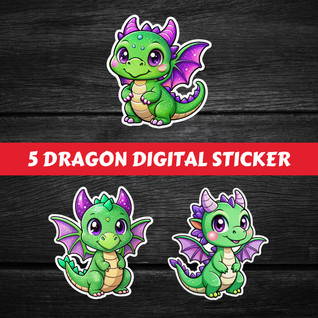 

Dragon Sticker Digital Produk Printable # DS 002