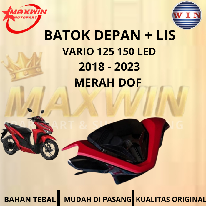 Batok Depan Lis Merah Doff Honda Vario 125 - 150 New Led Tahun Motor 2018 - 2023 Merk Win