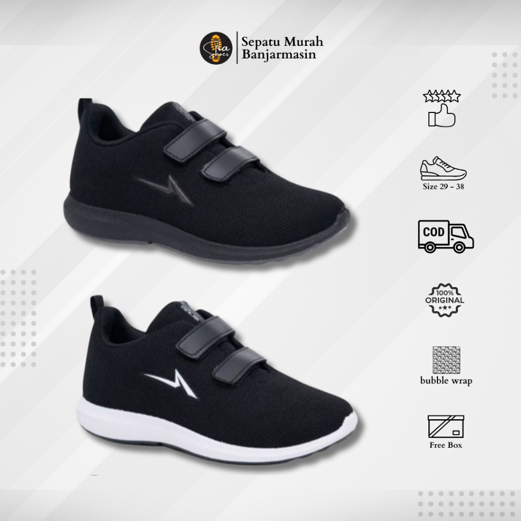 SEPATU ANDO PEREKAT I SEPATU ANDO ORIGINAL HITAM POLOS & HITAM PUTIH I Sepatu Pria dan Wanita