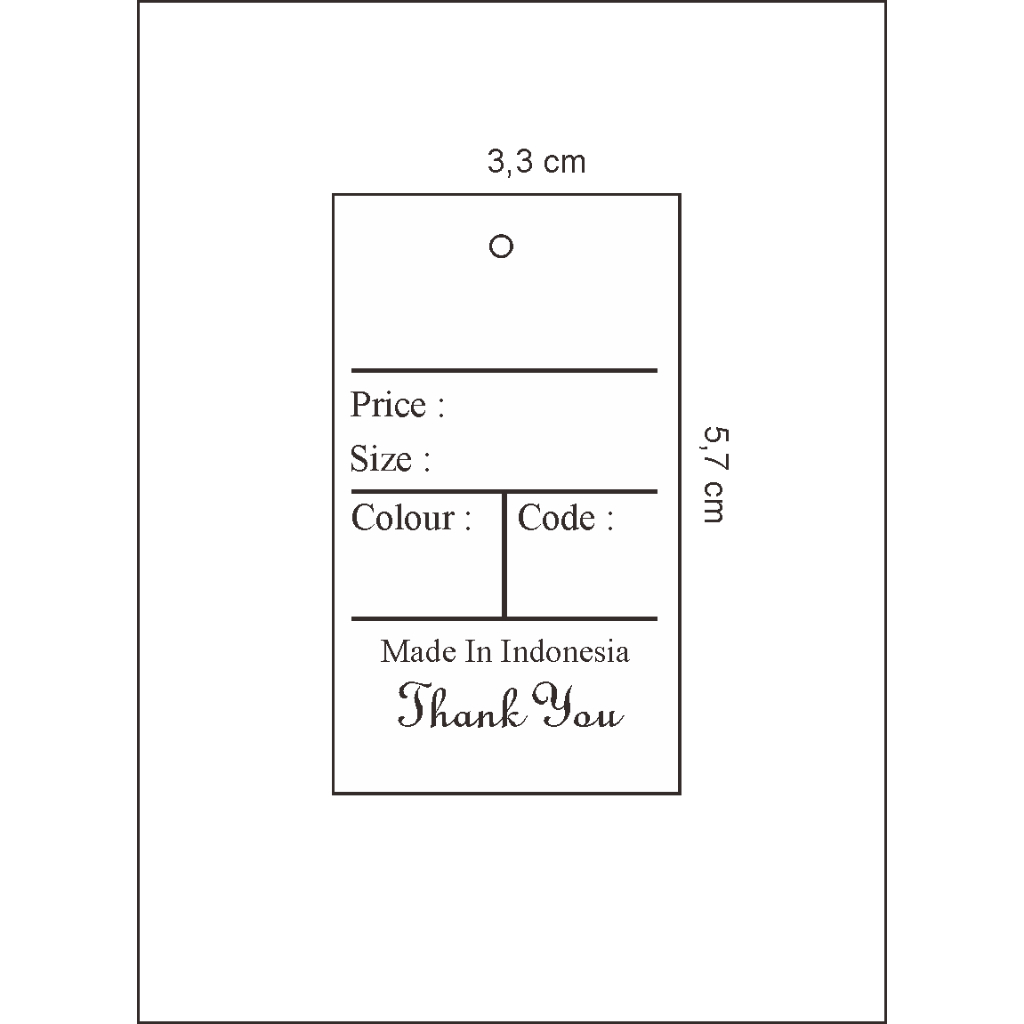 

hang tag uk 3,3 x 5,7 cm isi 50 pcs