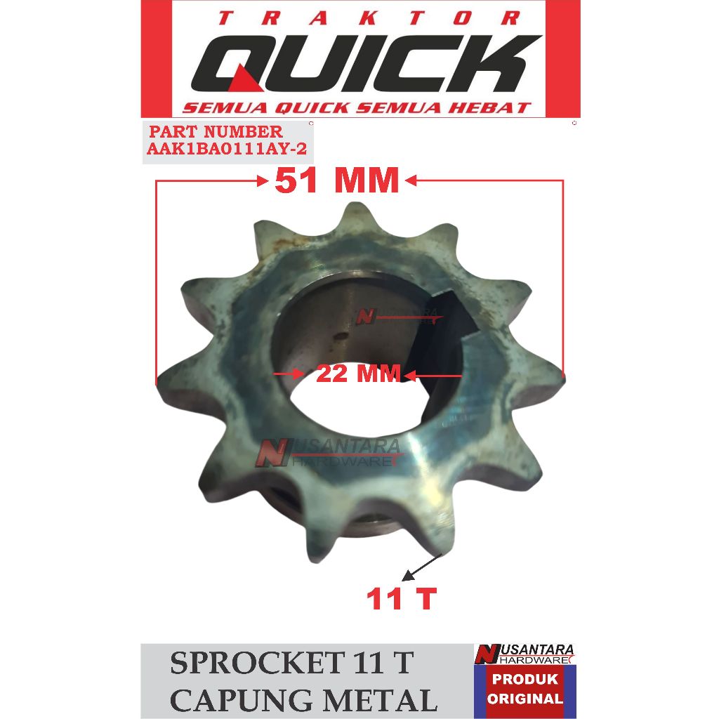 gear sprocket 11 t traktor quick capung metal/ impala,gigi sproket capung metal/ impala,spare part t
