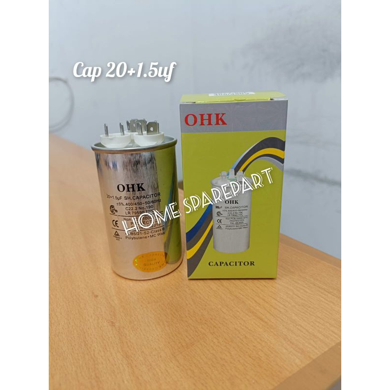 KAPASITOR AC GANDA 20UF +1.5UF BERKUALITAS ORI OHK JAPAN QUALITY