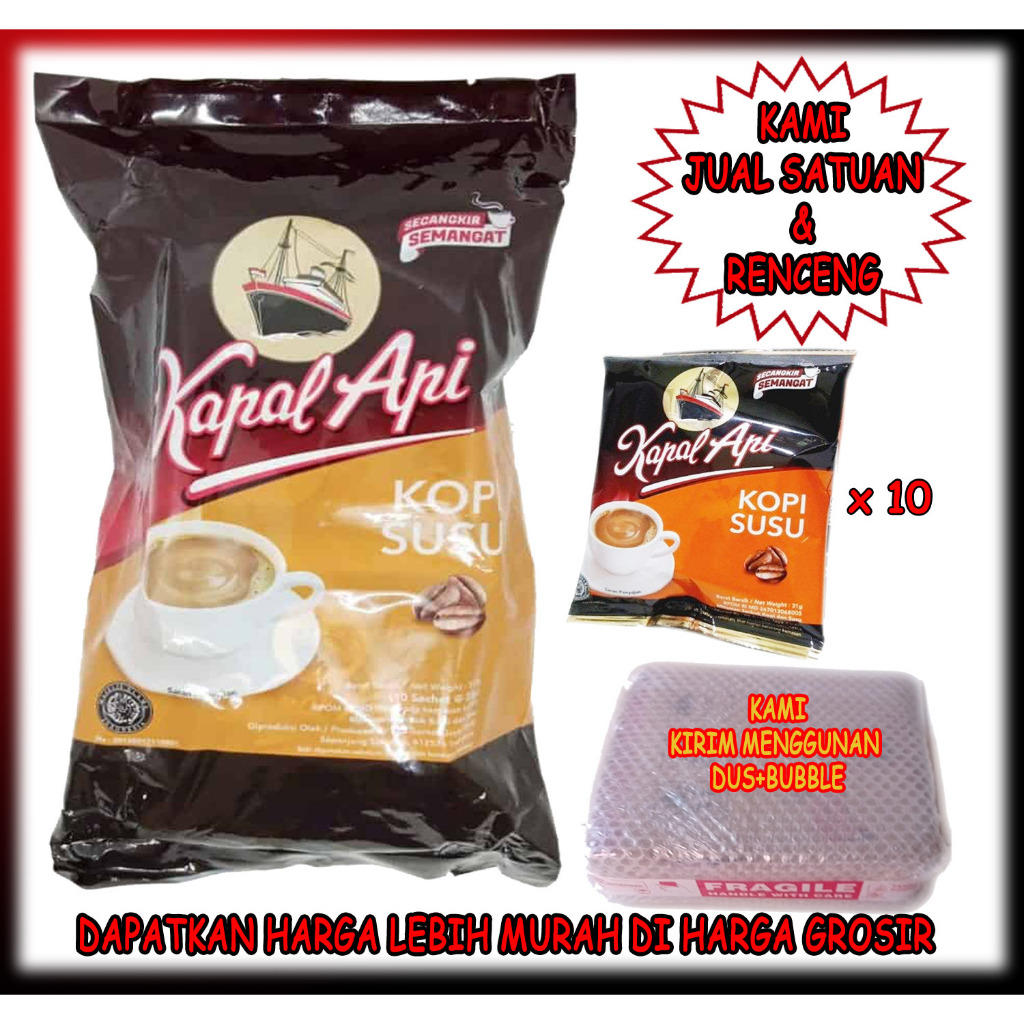 

Kopi Kapal Api Kopi Susu di jual satuan dan sachet 23 gram