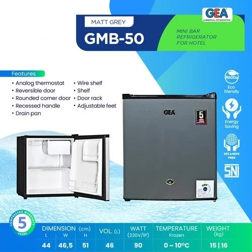 KULKAS PORTABLE GEA GMB50 1 PINTU KULKASB MINI PENDINGIN ES