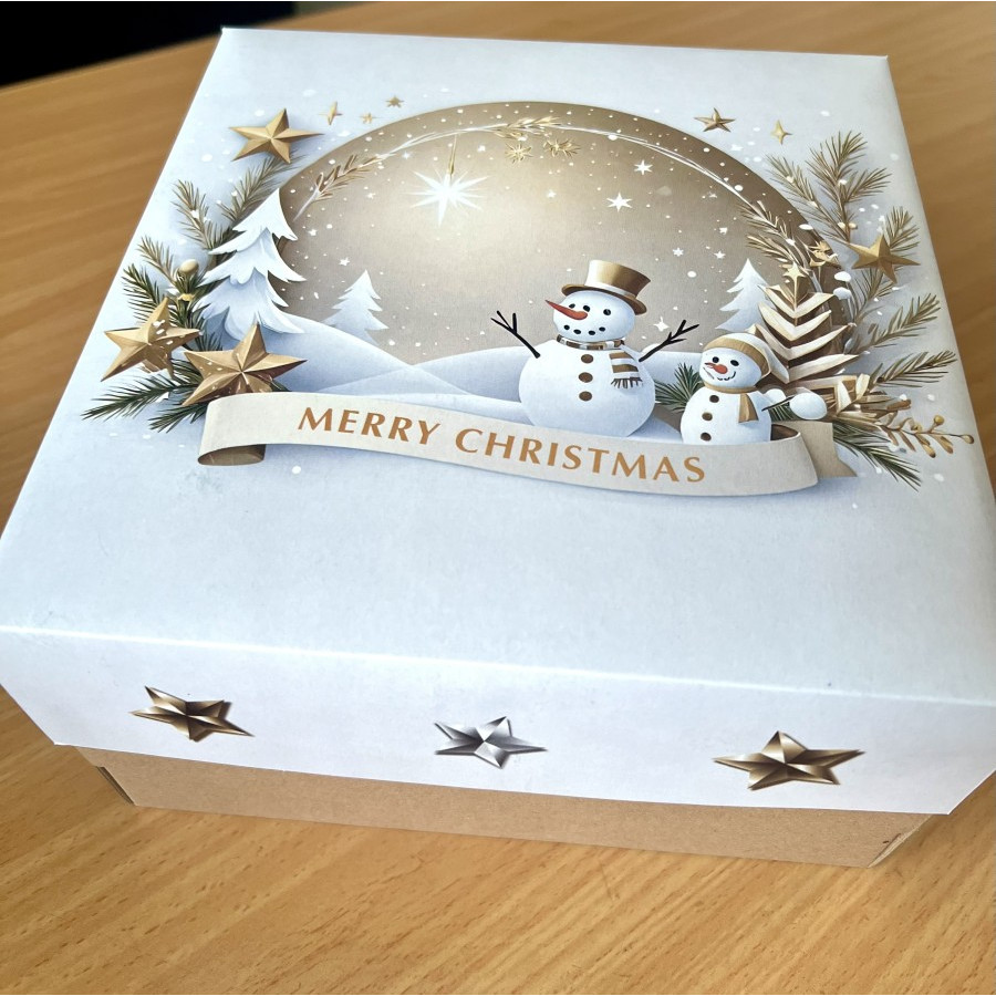 

( 5 Pcs ) Box Packaging Brownies Xmas Kotak Hampers Natal Dus Kuker Edisi Snow Globe ukuran 22x22x12 cm