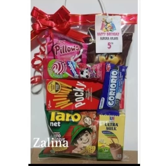 

Paket snack ultah anak pocky / Hampers snack ulang tahun