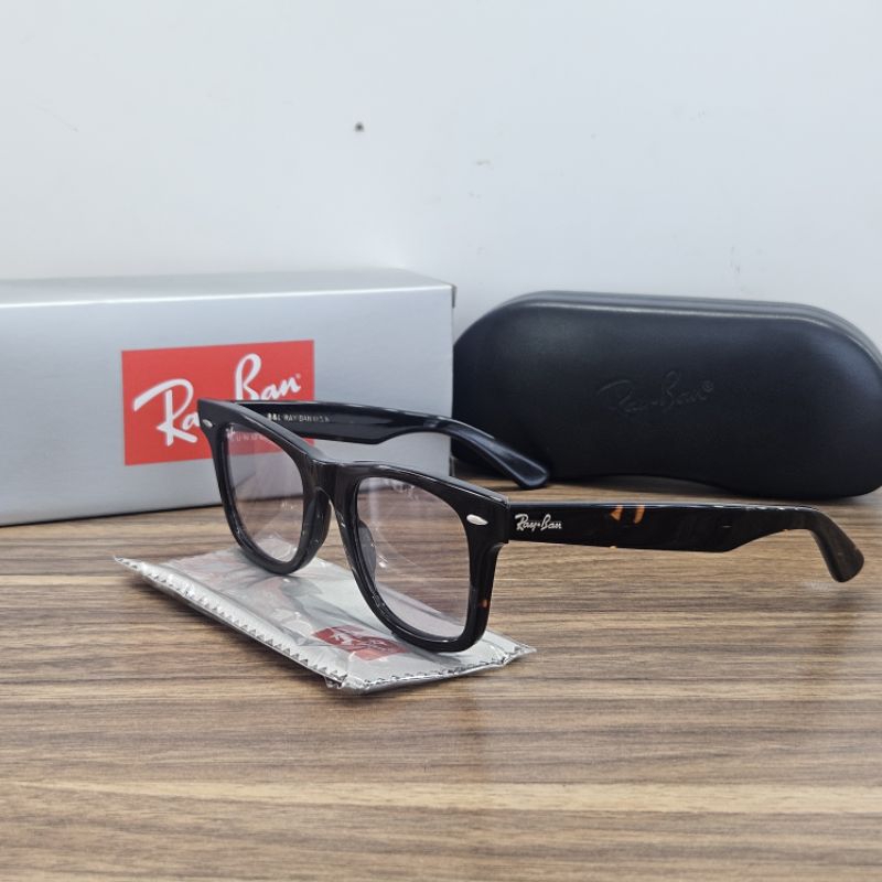 kacamata pria wanita ray ban B&L wayfarer RB2140A 902 50 lensa photogrey kaca tortoise glossy