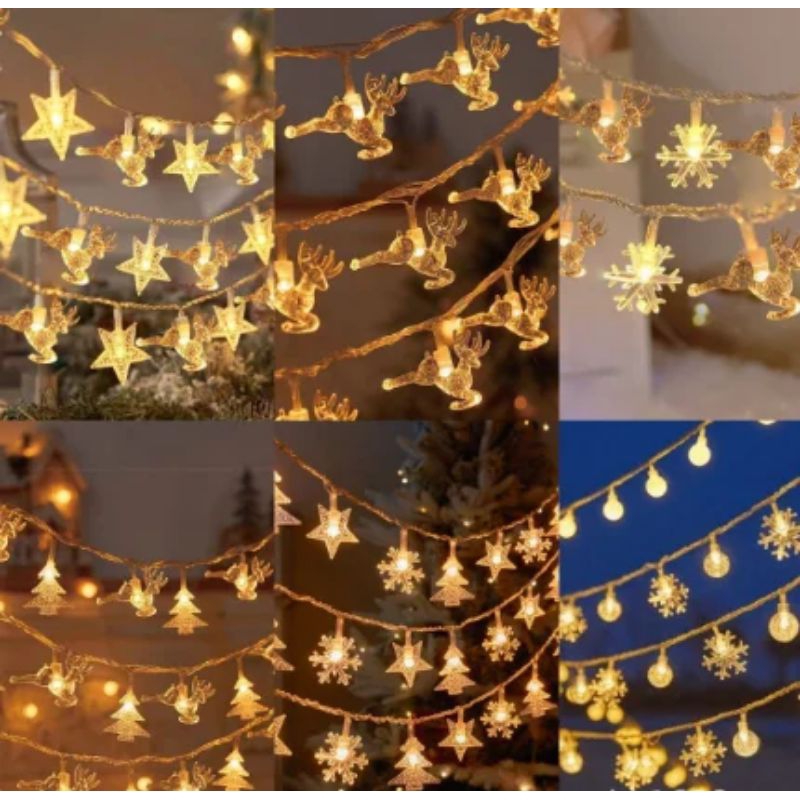 (FREE BATERAI) Lampu Tumblr Snowflake 3 Meter 20LED / Lampu Tumblr Natal LED 10 meter / Lampu Tumblr