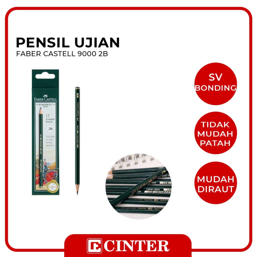 

FABER CASTELL - PENSIL UJIAN / PENSIL SEKOLAH / PENSIL KAYU / PENSIL 9000-2B SET 12