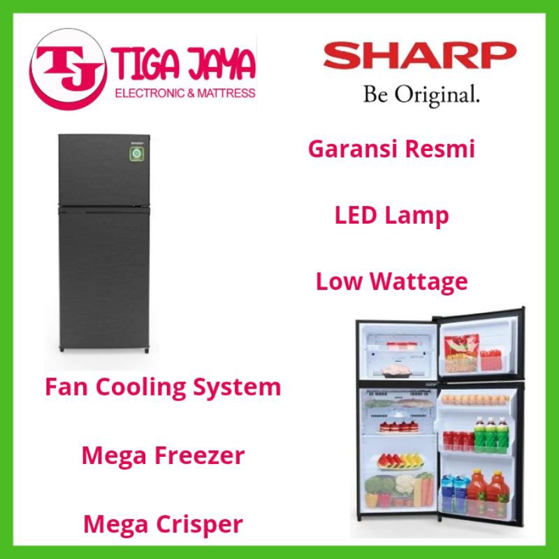 SHARP SJ195MNHS KULKAS 2 PINTU 152 LITER SHARP SJ 195MN HS SJ-195MN-HS