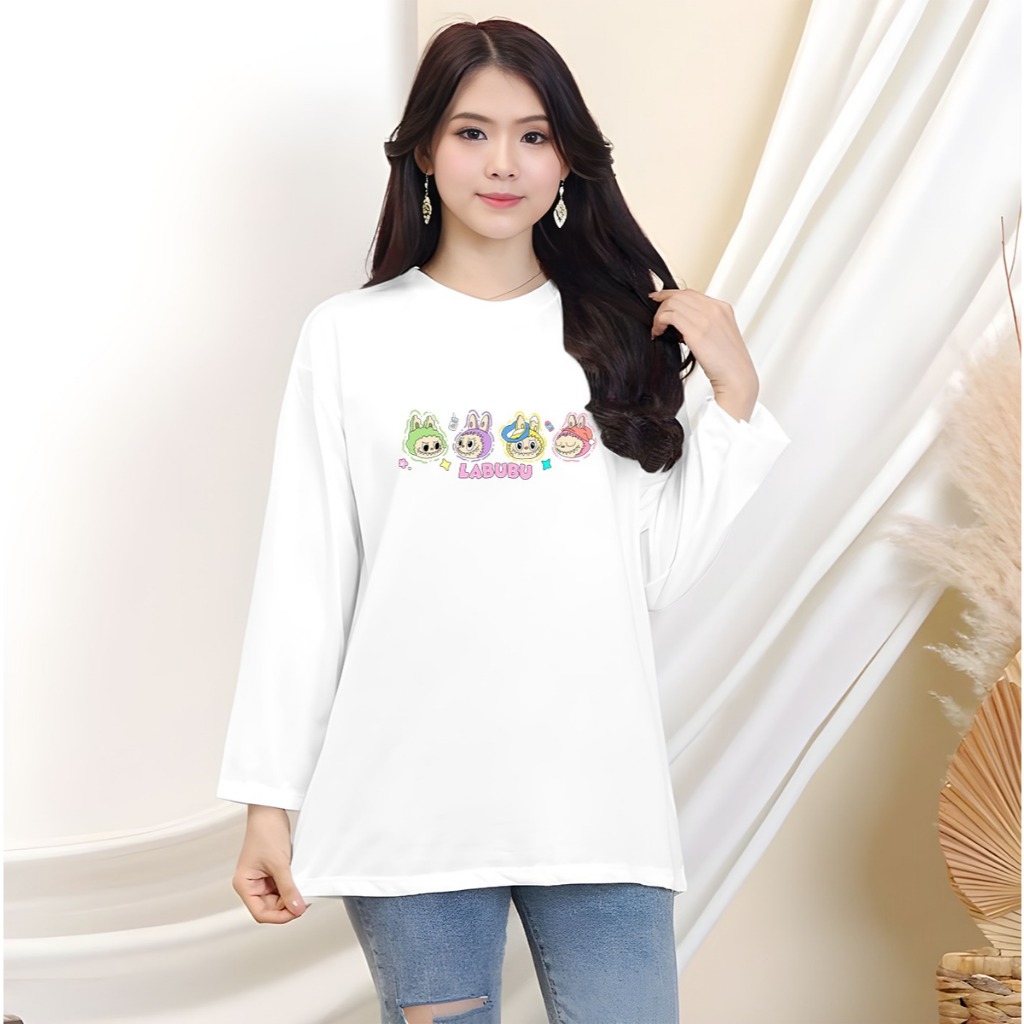 Kaos Oversize Wanita Lengan Panjang/Kaos Distro Wanita Lengan Panjang/Kaos Lengan Panjang