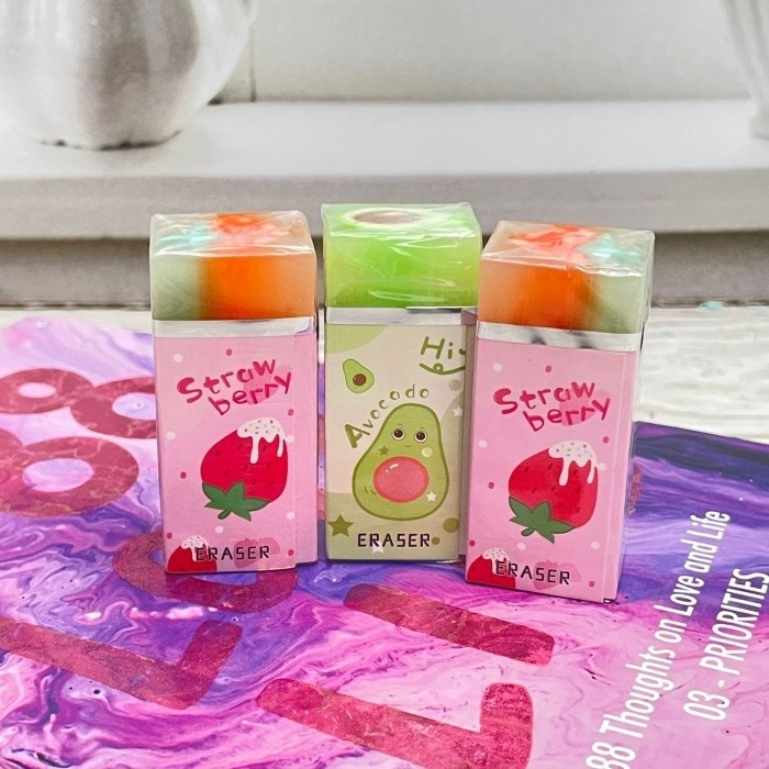 

Eraser Stip Kotak Model Buah Strawberry Alpukat Penghapus Karet Kotak Perlengkapan alat Tulis Sekolah Kantor Atk Lucu Unik Termurah Bisa Cod Harga Satuan