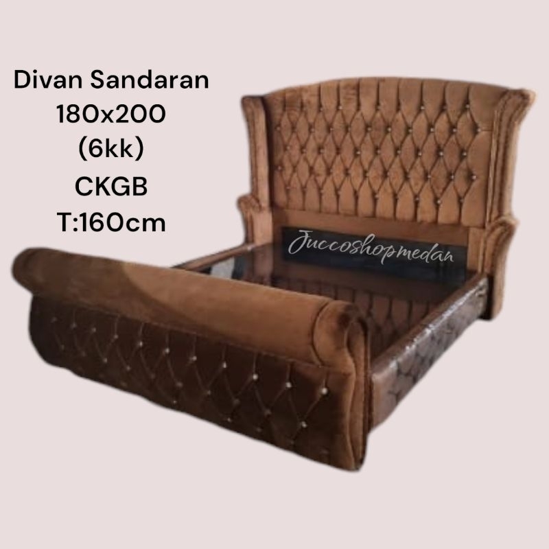 [  Jucco ] Divan Sandaran Minimalis 180x200 - Divan Sandaran Baldu Syahrini - Kaki dan sandaran spri