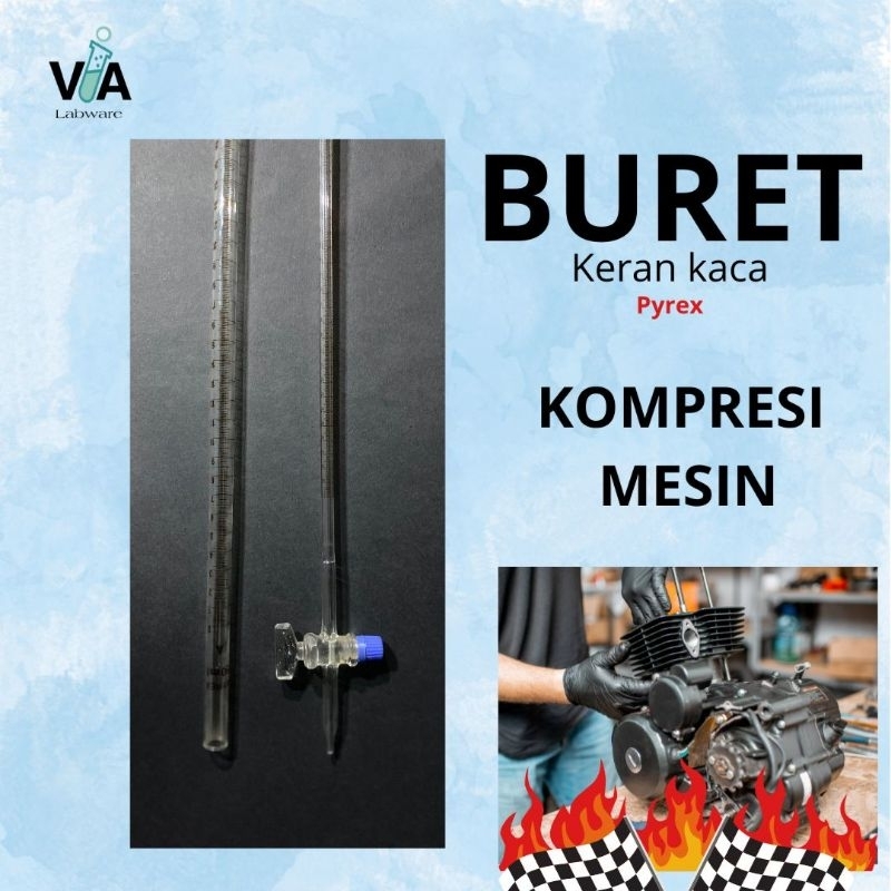 Vialabware Buret kompresi motor  25ml 50ml | boreup motor | Tune up motor | keran kaca pyrex