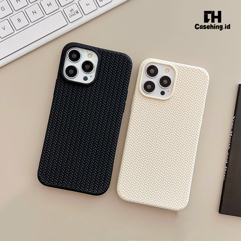 Casehing - CASE SILICONE MOTIF NEW KNIT 3D ANYAMAN IPHONE 7 8 SE PLUS X XS MAX XR 11 12 13 14 15 PRO