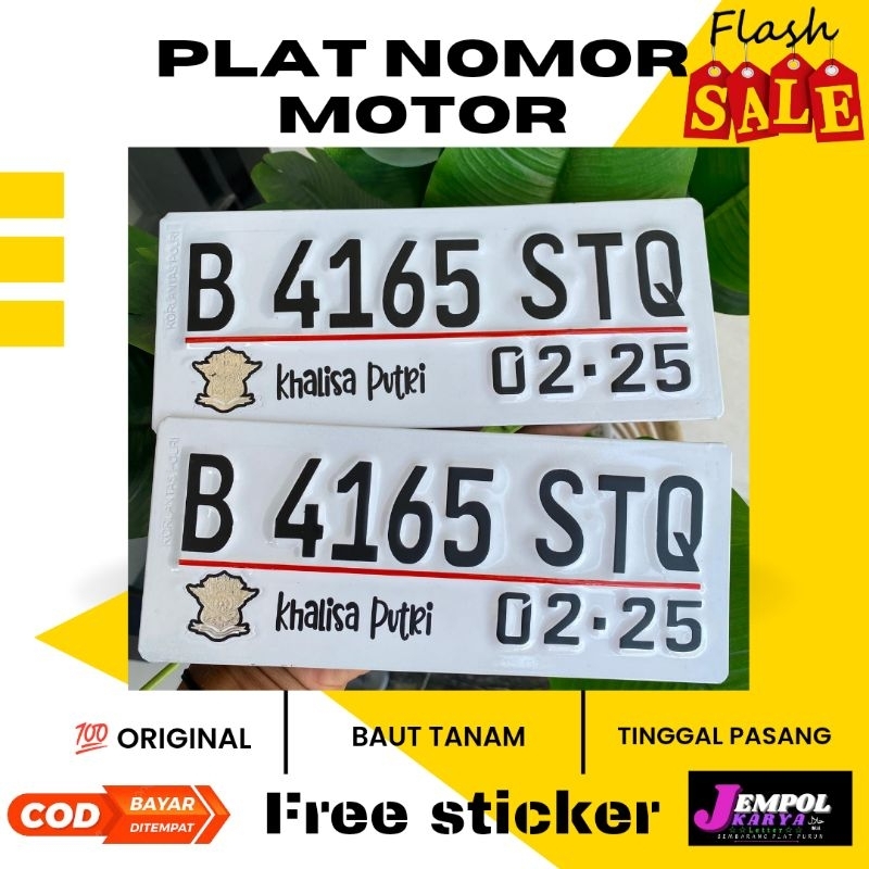 PLAT MOTOR WARNA PUTIH//PLAT MOTOR BAUT TANAM//PLAT MOTOR FONT BARU