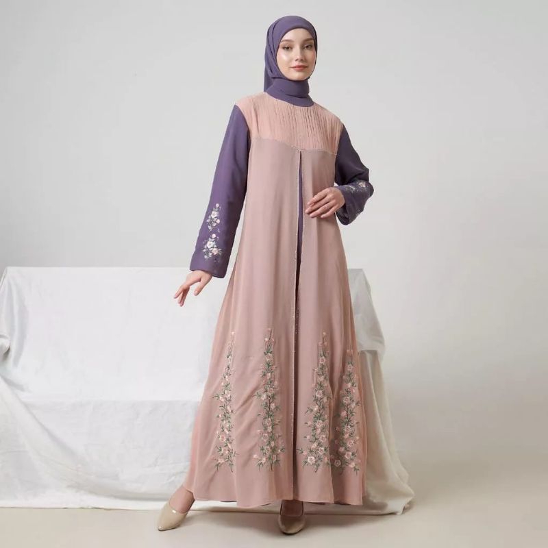 Set Larosa bordir original 02.089  /  Dress larosa original set Kerudung   /  Gamis abaya larosa set
