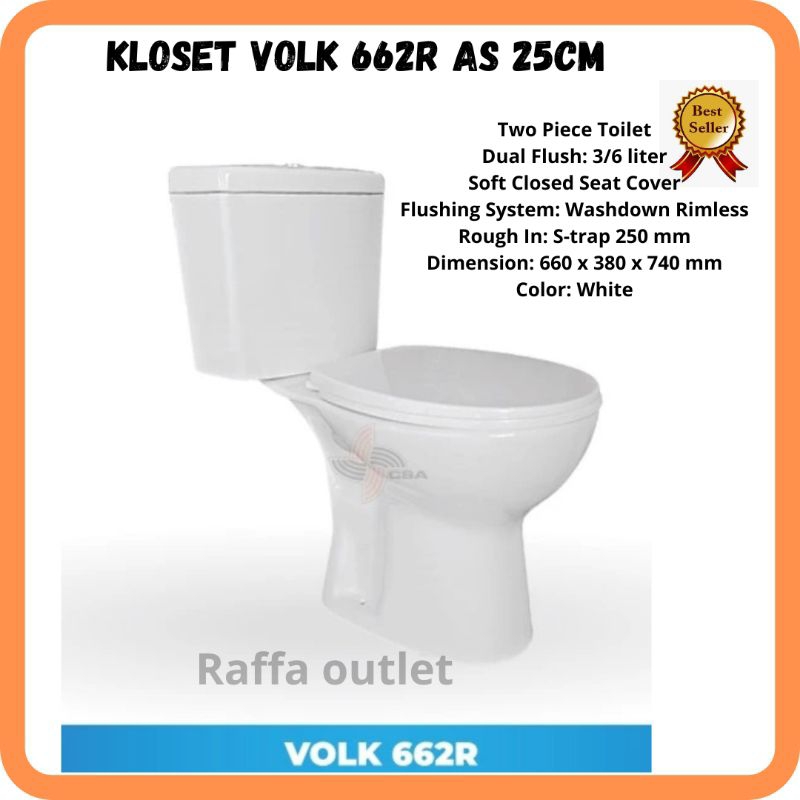 Closet Duduk Volk 662R/Kloset Toilet Duduk AS 25 CM