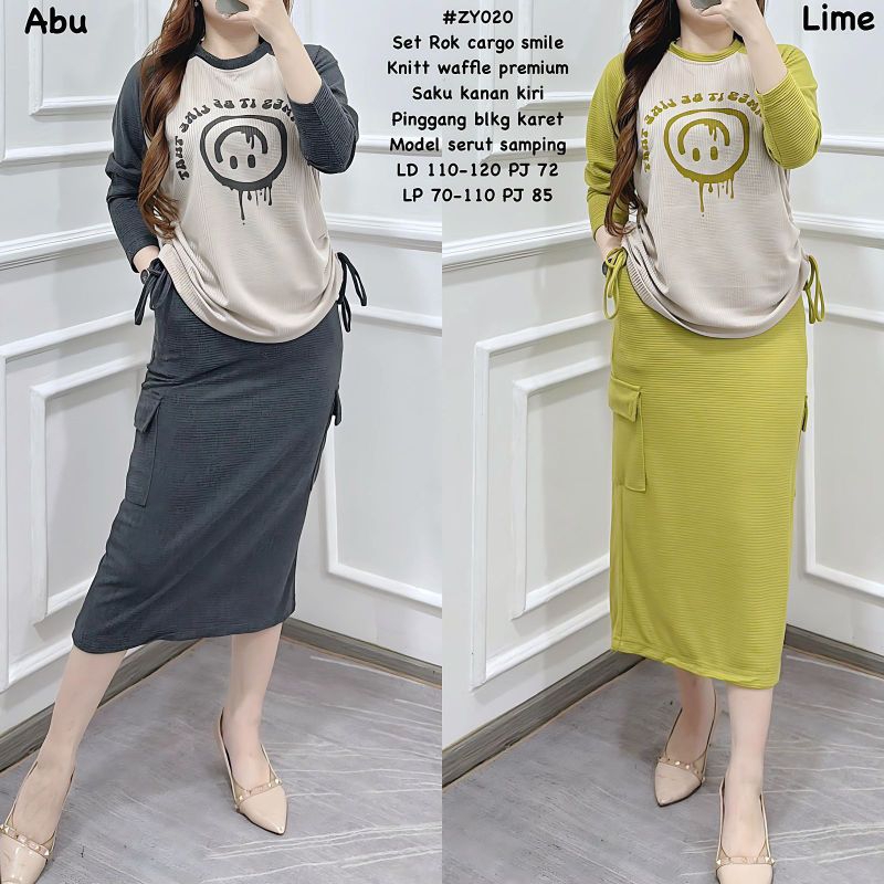 2845# AYU SETELAN ROK KAOS KNIT IMPORT