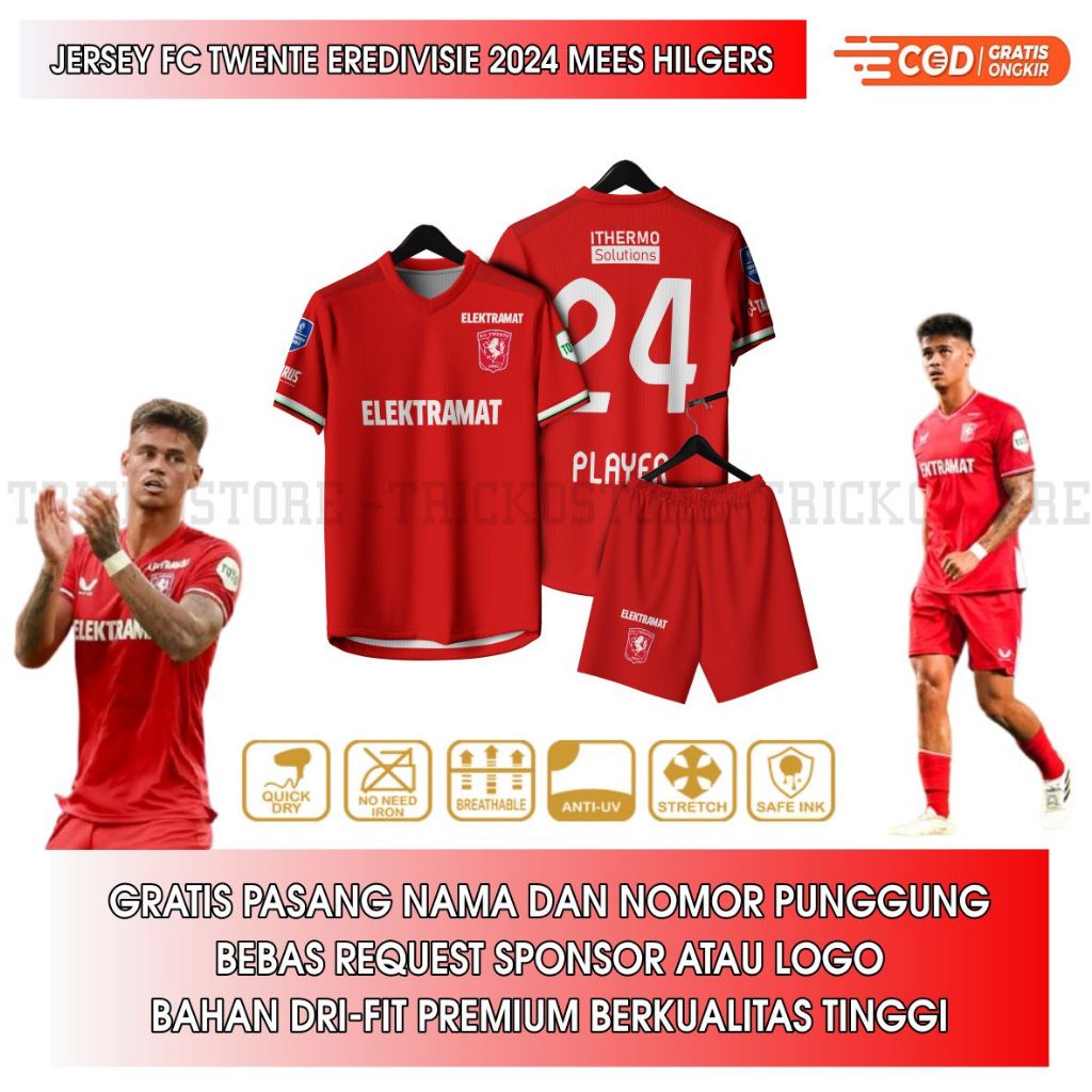 JERSEY MEES HILGERS FC TWENTE HOME 2024 GRATIS PASANG NAMA DAN NOMOR PUNGGUNG BEBAS REQUEST