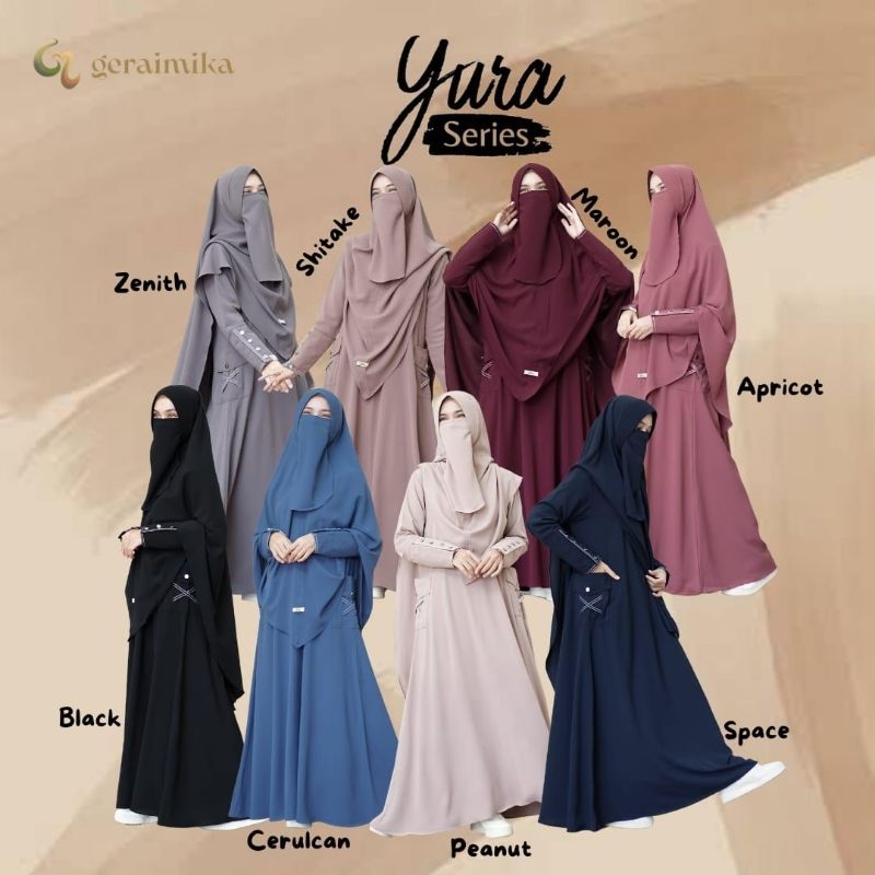 YURA SERIES BY GERAI MIKA SET GAMIS SYAR'I SABRINA UV PROTECTION KHIMAR JUMBO PED ANTEM FREE CADAR M