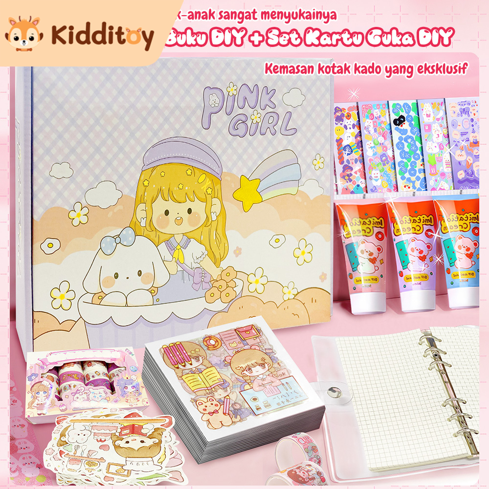 

kidditoy DIY Stiker Lucu Buku DIY Gantungan Kunci Guka Set Stiker Label Buku Jurnal Anak Diary Set Mainan Edukasi Buatan Tangan Mainan