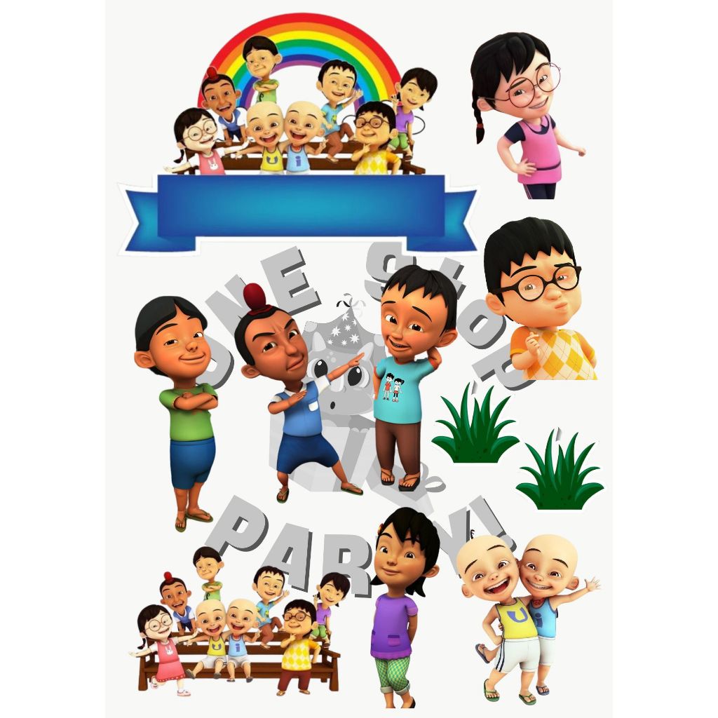 TOPPER CAKE -  UPIN IPIN  cake topper toper birthday set topper cake hiasan kue anak cowok dan cewek