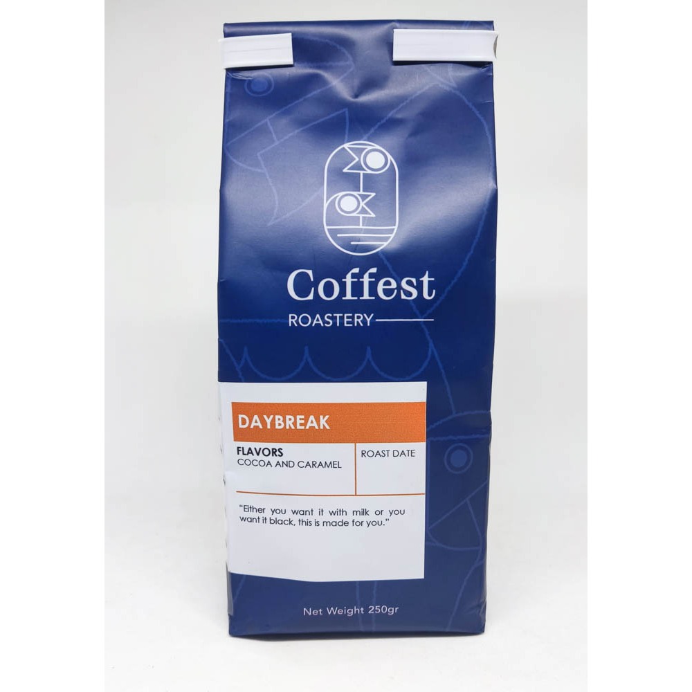 

Coffest Roastery - Daybreak 250 gram - Roast Beans Biji Bubuk Kopi Blend 70/30 Arabika Robusta Grade 1