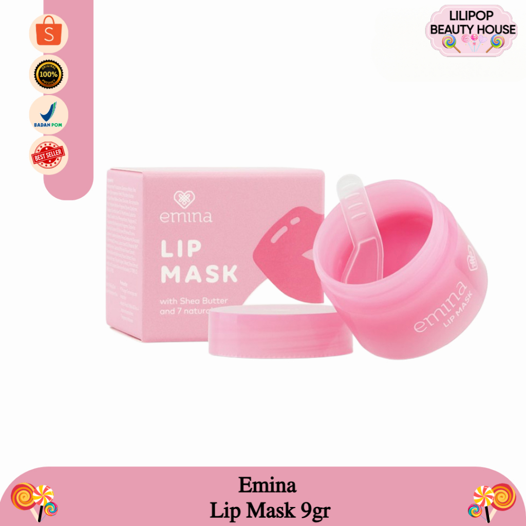 Emina Lip Mask 9gr Solusi Bibir Kering Pelembab Bibir Free Spatula Masker Bibir Perawatan Bibir