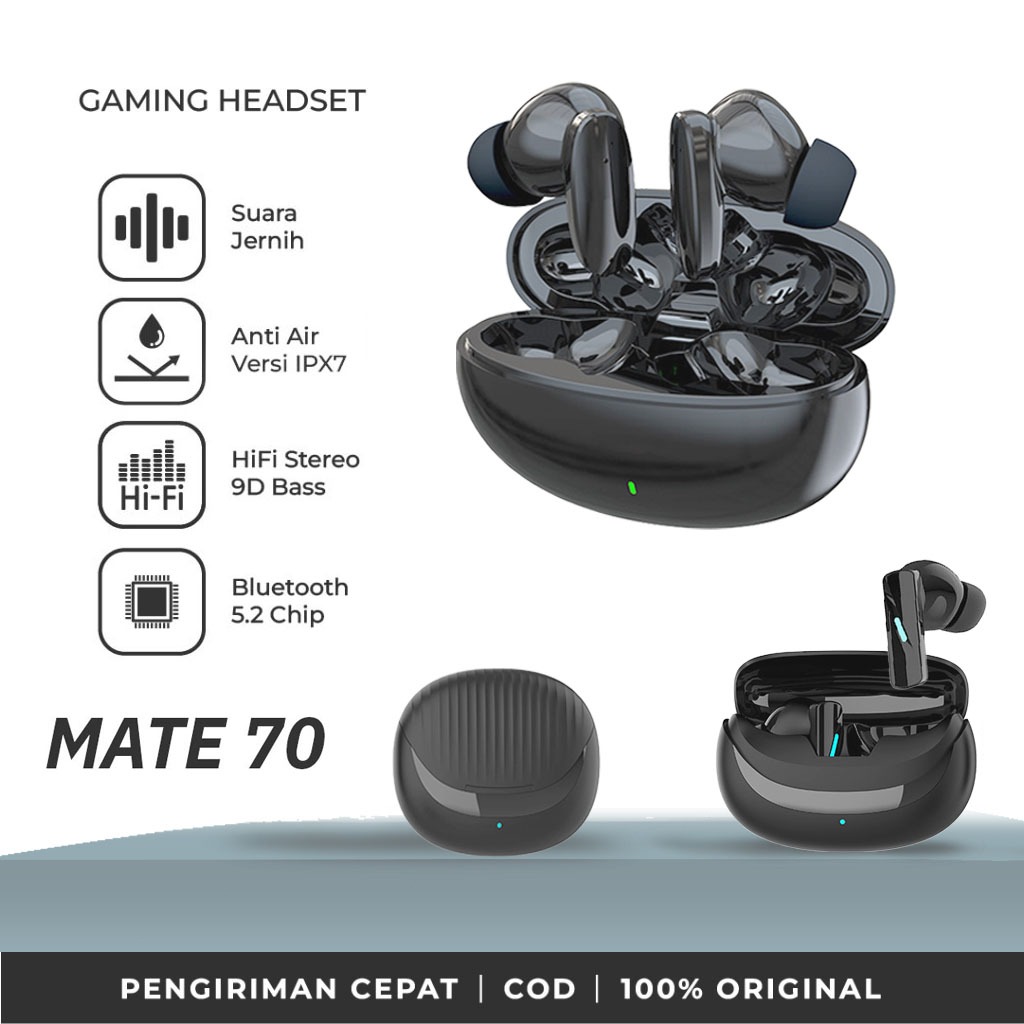 Headset Bluetooth 5.3 Wireless In-ear Earbuds Tampilan LED Bluetooth Suara  HIFI Stereo Gaming Musik
