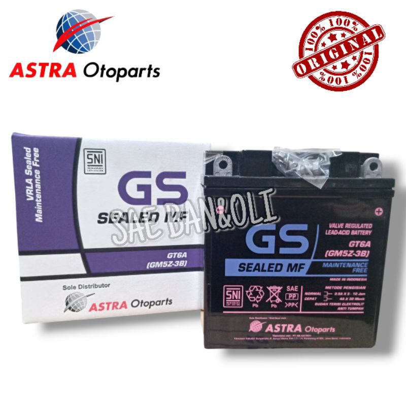 Aki GS ASTRA GM5Z-3B MF (5 Ah) GT6A Aki Motor Honda Astera, Supra Series, Legenda