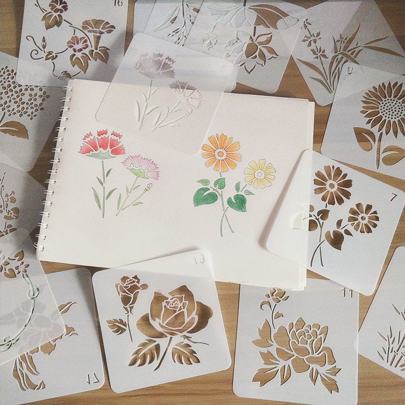 

RB Stensil Menggambar Anak 20pcs 13x13cm Pilih Motif Alat Menggambar DIY Anak Belajar Menggambar &